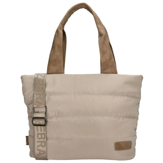Shopper gesteppt 42x30cm in Beige aus Kunstleder - leder-accessoires.com