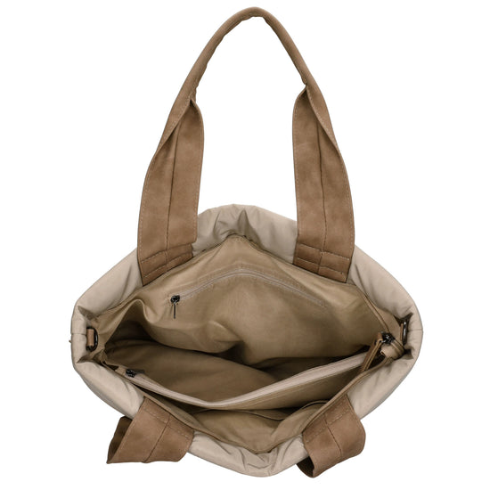 Shopper gesteppt 42x30cm in Beige aus Kunstleder - leder-accessoires.com