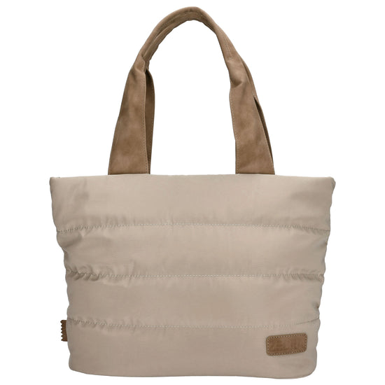 Shopper gesteppt 42x30cm in Beige aus Kunstleder - leder-accessoires.com