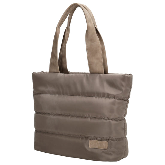 Shopper gesteppt 42x30cm in Dunkeltaupe aus Kunstleder - leder-accessoires.com
