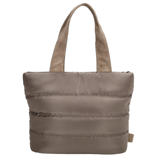 Shopper gesteppt 42x30cm in Dunkeltaupe aus Kunstleder - leder-accessoires.com