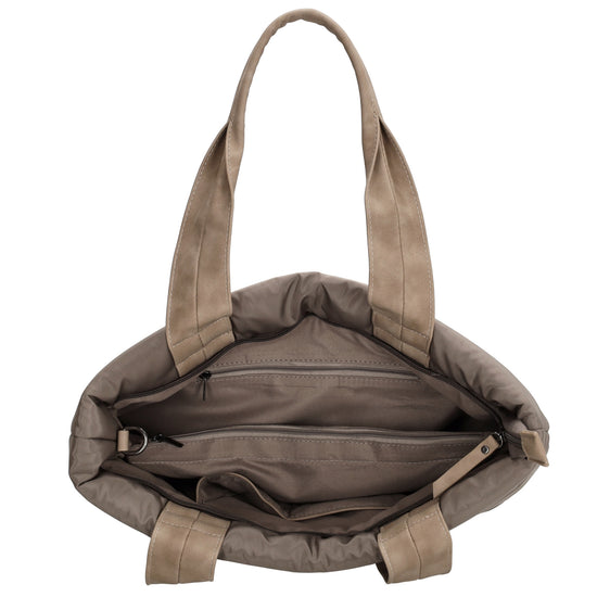 Shopper gesteppt 42x30cm in Dunkeltaupe aus Kunstleder - leder-accessoires.com