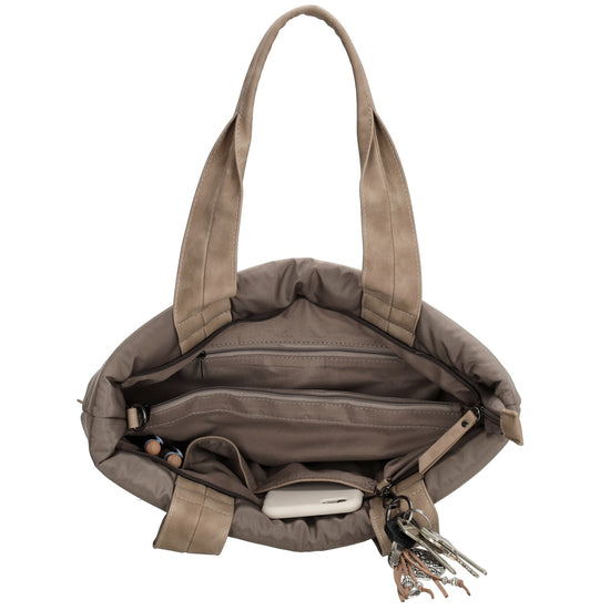 Shopper gesteppt 42x30cm in Dunkeltaupe aus Kunstleder - leder-accessoires.com