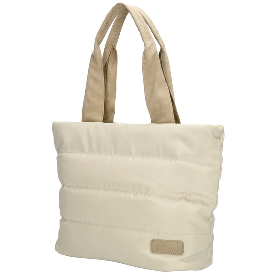 Shopper gesteppt 42x30cm in Creme aus Kunstleder - leder-accessoires.com