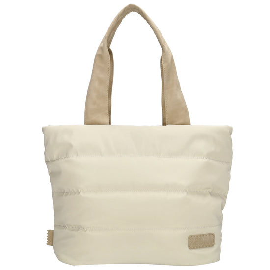 Shopper gesteppt 42x30cm in Creme aus Kunstleder - leder-accessoires.com