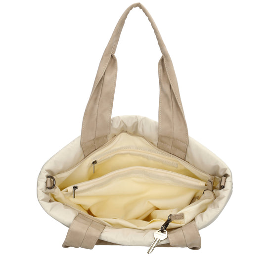 Shopper gesteppt 42x30cm in Creme aus Kunstleder - leder-accessoires.com