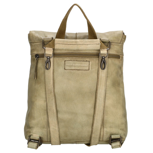 Rucksack| Tasche 33 x 34cm in Sand| Beige aus Leder mit Überschlag