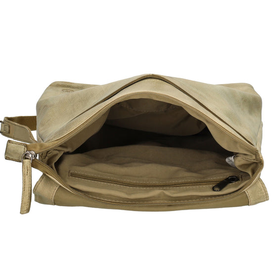 Rucksack| Tasche 33 x 34cm in Sand| Beige aus Leder mit Überschlag - leder-accessoires.com