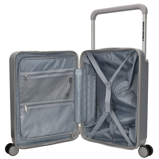 Reisetrolley|Handgepäck in Silber mit 4-Rad und USB Anschluss - leder-accessoires.com