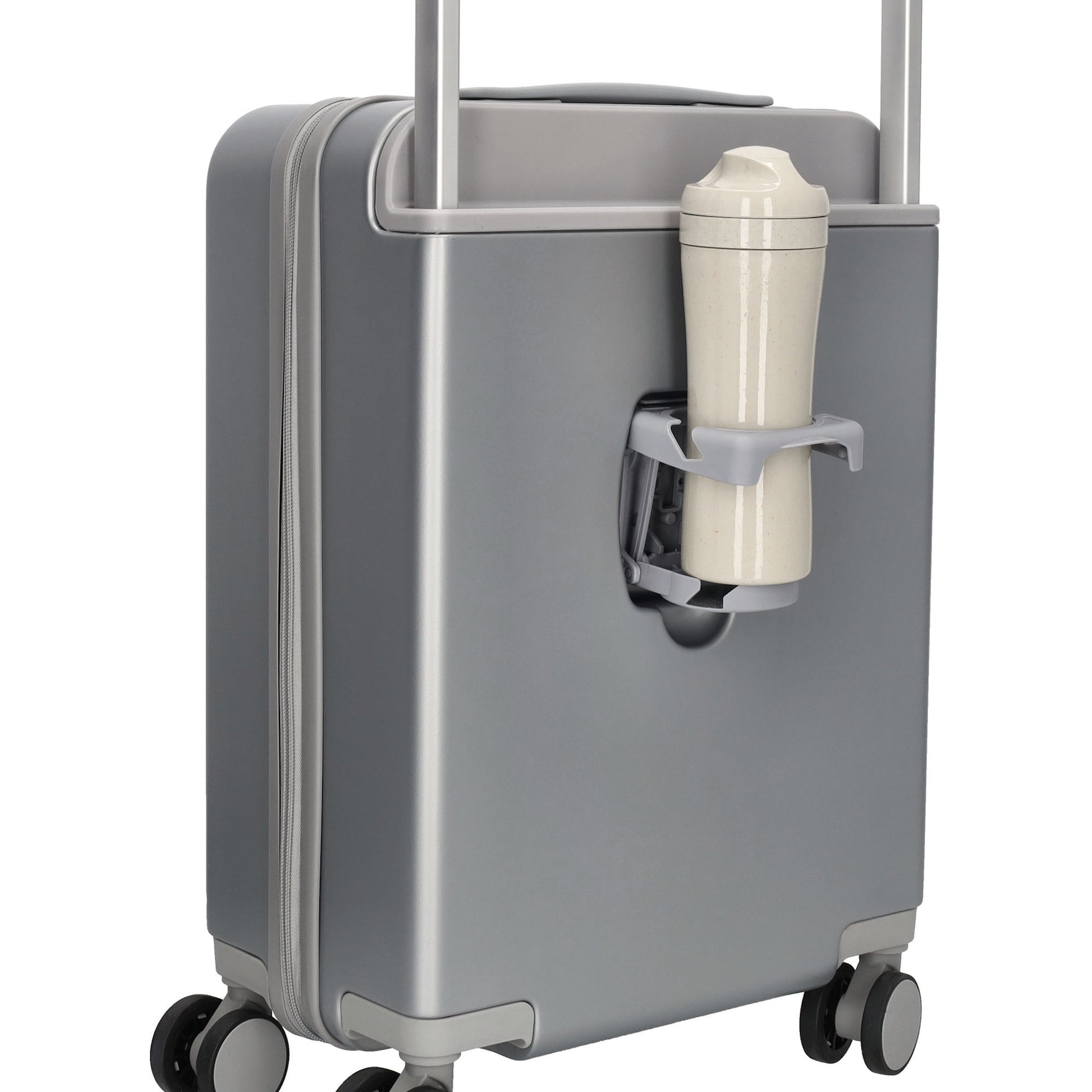 Reisetrolley|Handgepäck in Silber mit 4-Rad und USB Anschluss - leder-accessoires.com