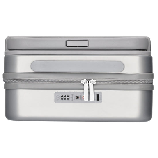 Reisetrolley|Handgepäck in Silber mit 4-Rad und USB Anschluss - leder-accessoires.com