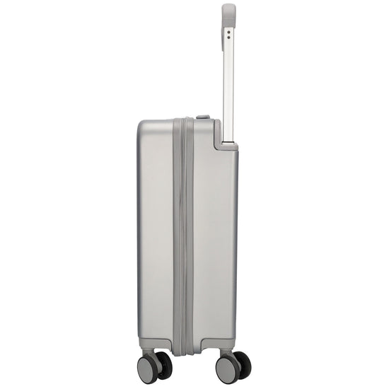 Reisetrolley|Handgepäck in Silber mit 4-Rad und USB Anschluss - leder-accessoires.com