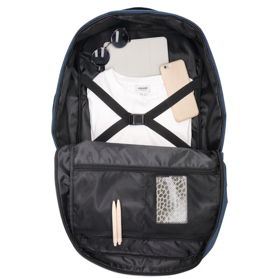 Rucksack-|Reisetaschenfunktion 36 x 50cm in Blau mit Reißverschluss - leder-accessoires.com