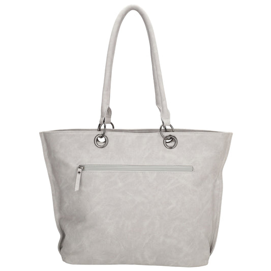 Shopper aus Kunstleder in Grau 46x31cm mit Reißverschluss