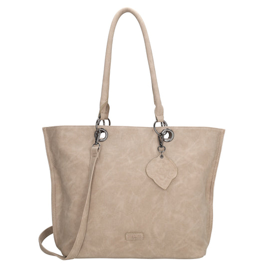 Shopper aus Kunstleder in Beige 46x31cm mit Reißverschluss