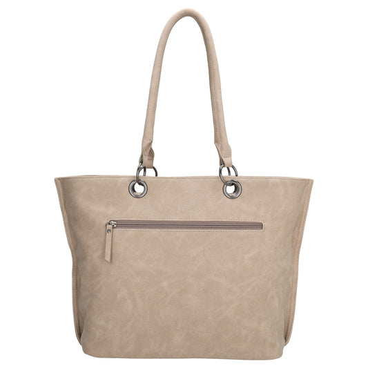 Shopper aus Kunstleder in Beige 46x31cm mit Reißverschluss