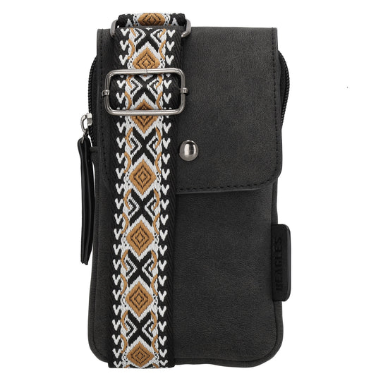 Handytasche aus Kunstleder 20x11cm in Schwarz mit Textilriemen