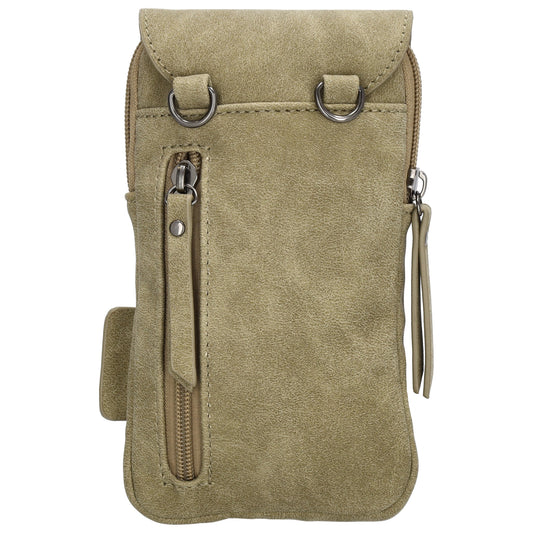 Handytasche aus Kunstleder 20x11cm in Olive mit Textilriemen