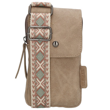 Handytasche aus Kunstleder 20x11cm in Taupe mit Textilriemen