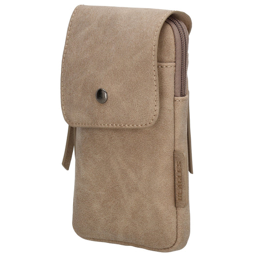 Handytasche aus Kunstleder 20x11cm in Taupe mit Textilriemen