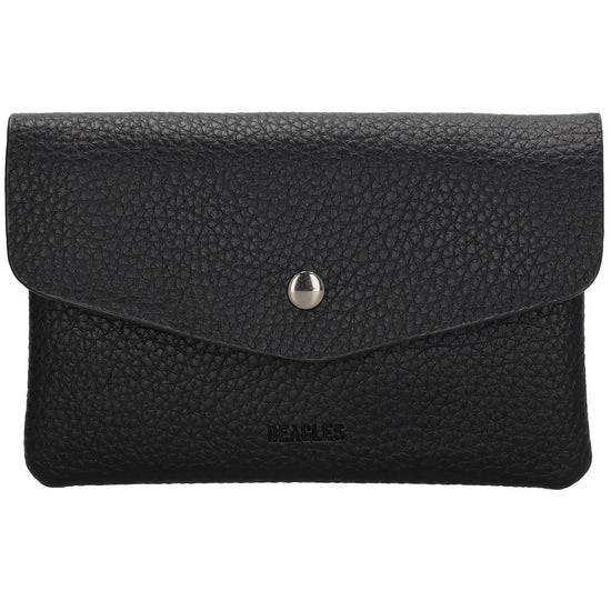 Minibörse 15,5x10cm im Querformat in Schwarz mit Druckknopf - leder-accessoires.com