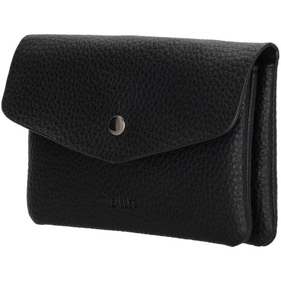 Minibörse 15,5x10cm im Querformat in Schwarz mit Druckknopf - leder-accessoires.com
