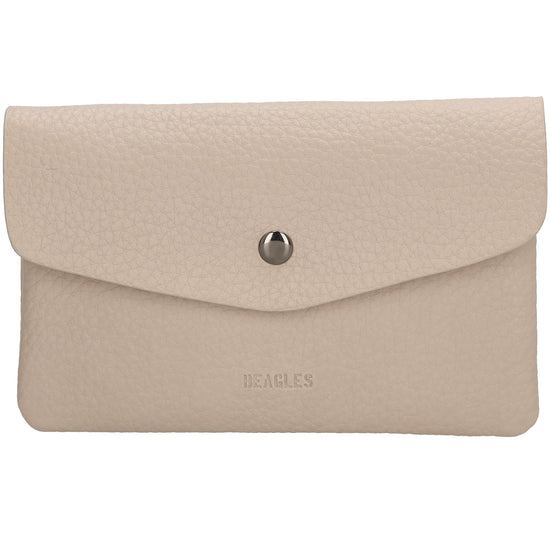 Minibörse 15,5x10cm im Querformat in Taupe mit Druckknopf - leder-accessoires.com