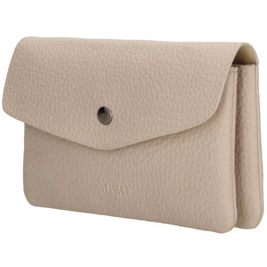 Minibörse 15,5x10cm im Querformat in Taupe mit Druckknopf - leder-accessoires.com