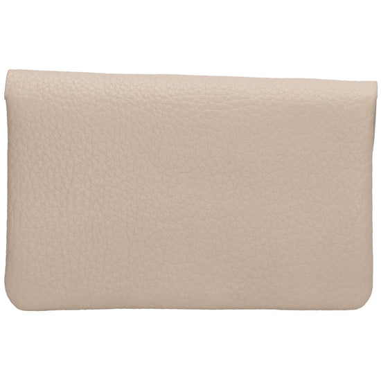 Minibörse 15,5x10cm im Querformat in Taupe mit Druckknopf - leder-accessoires.com