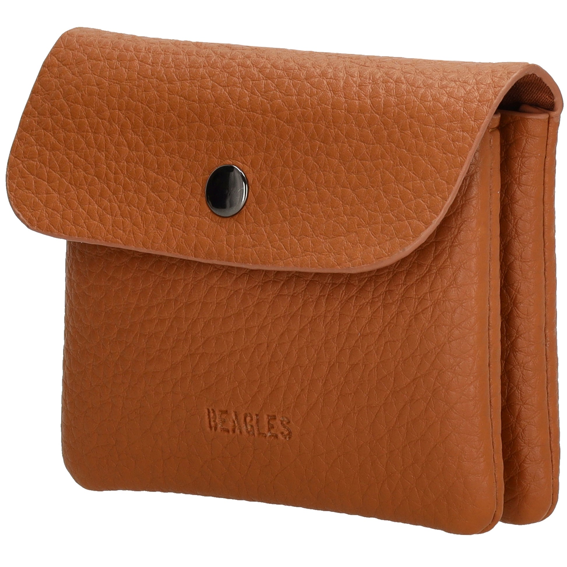 Geldbörse 10x9cm in Cognac mit Überschlag in weichem Leder - leder-accessoires.com