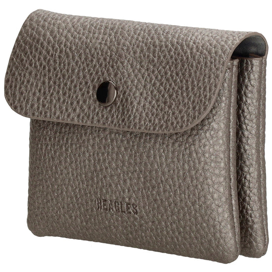 Geldbörse 10x9cm in Silber mit Überschlag in weichem Leder - leder-accessoires.com