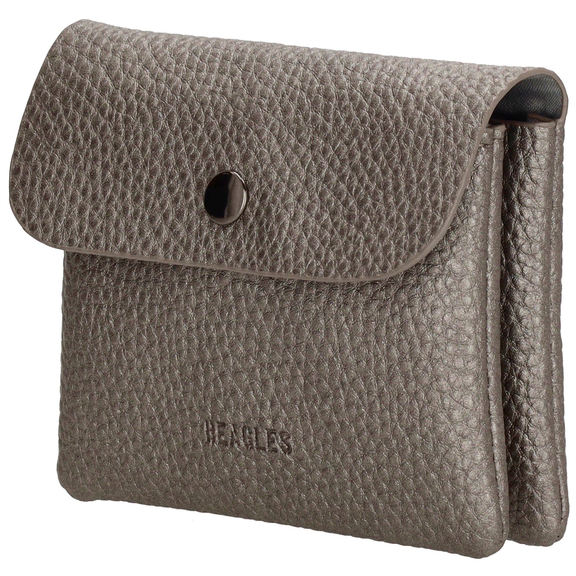 Geldbörse 10x9cm in Silber mit Überschlag in weichem Leder - leder-accessoires.com