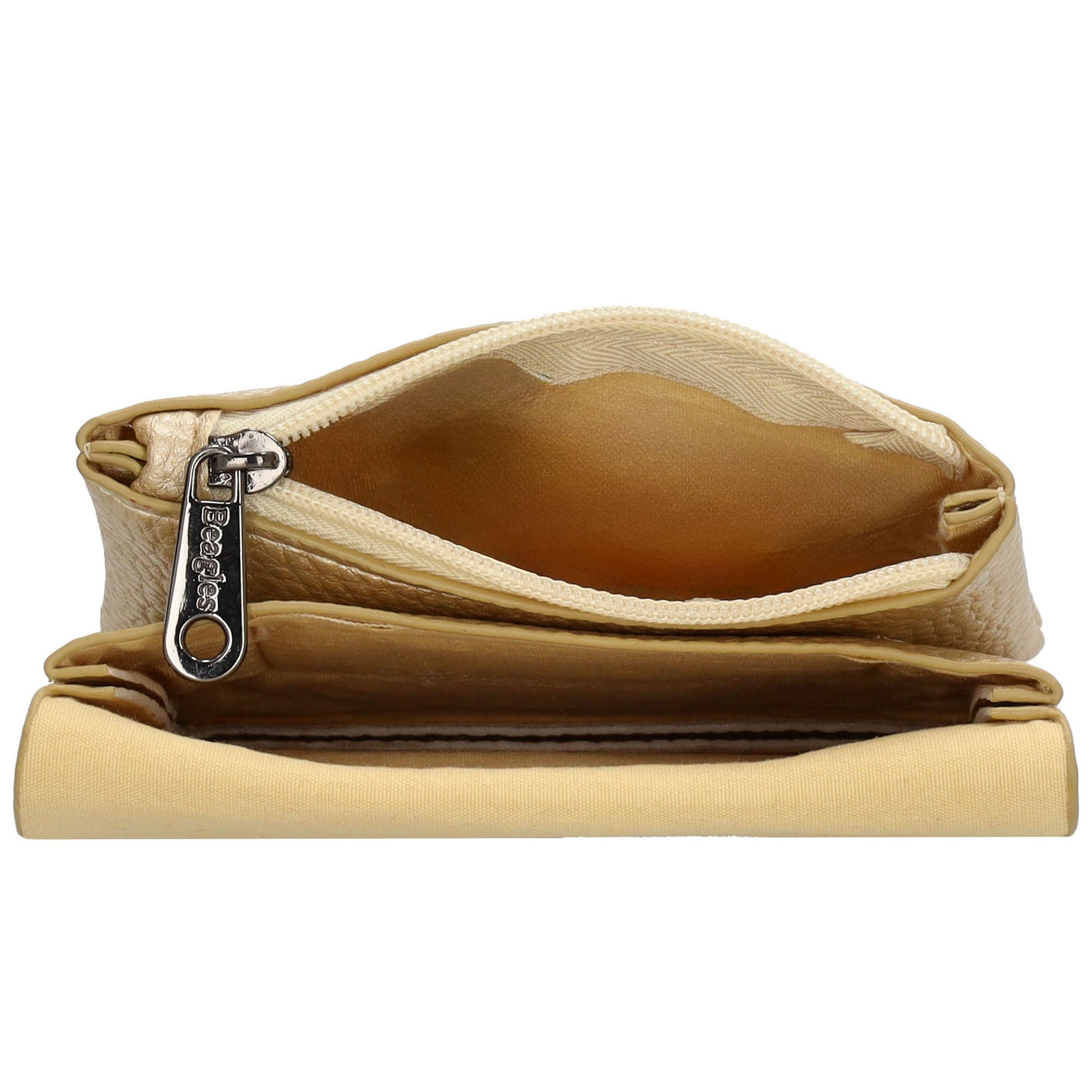 Geldbörse 10x9cm in Gold mit Überschlag in weichem Leder - leder-accessoires.com