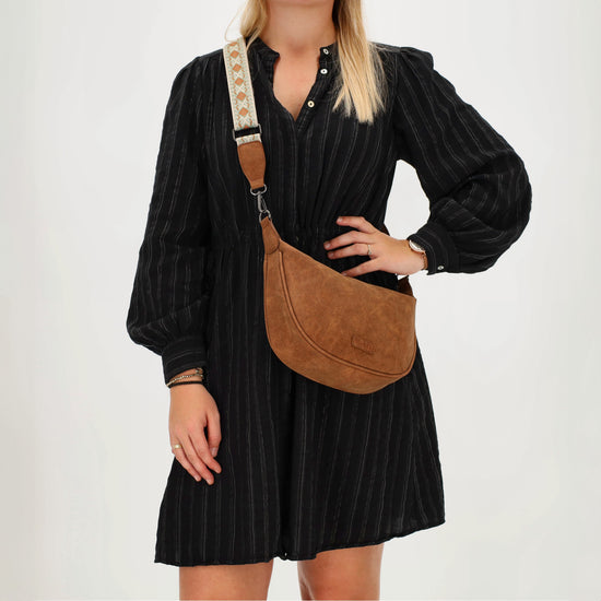 Bodybag 28 x 18cm in marmorierter Optik Braun - leder-accessoires.com