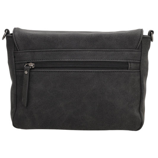 Schultertasche aus Kunstleder 24x17cm in Schwarz mit Textilriemen
