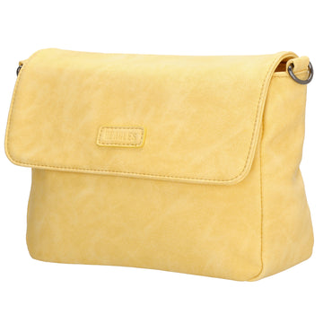 Sale Schultertasche aus Kunstleder 24x17cm in Gelb mit Textilriemen