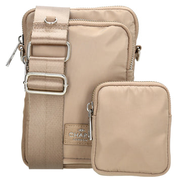 Handytasche 18,5x12,5cm in Helltaupe mit zusätzlicher Münzbörse