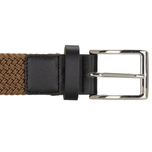 Stretchgürtel|Bandgürtel 35mm in Braun mit Dornschließe und Lederspitze