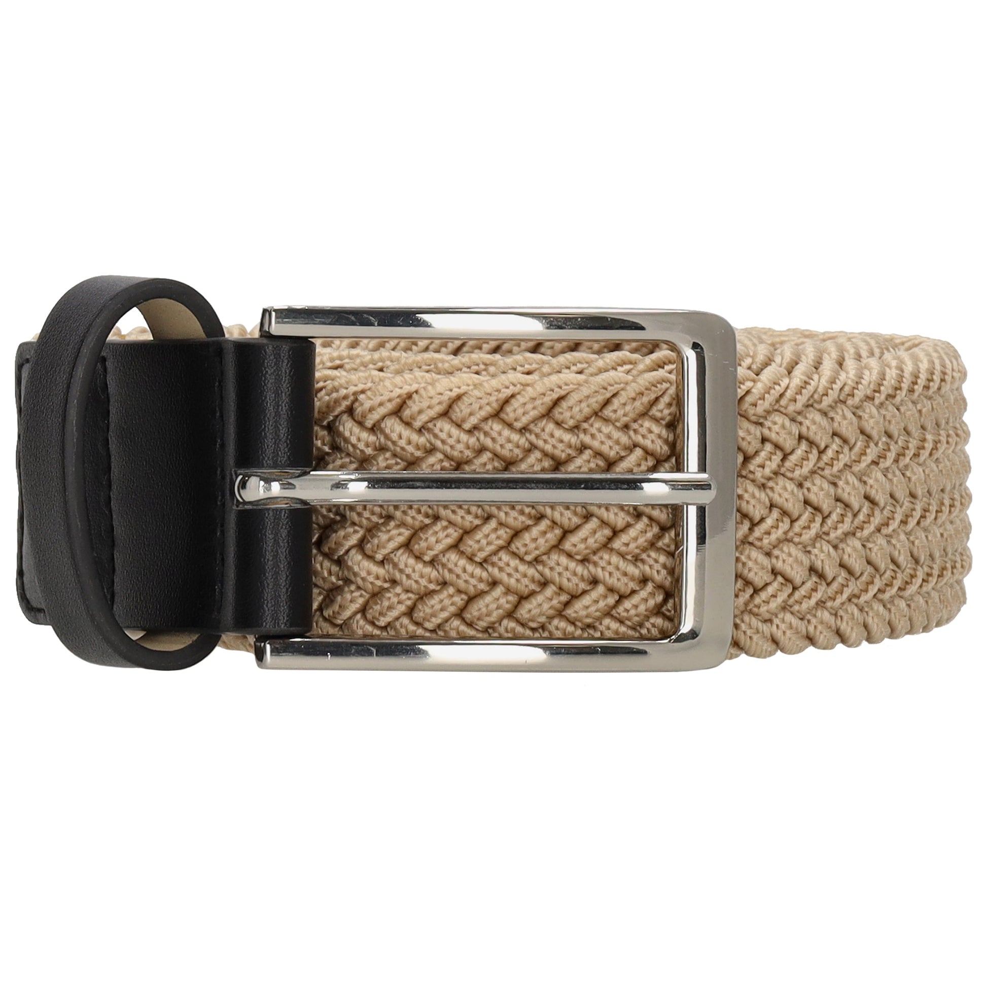 Stretchgürtel|Bandgürtel 35mm in Taupe|Beige mit Dornschließe und Lederspitze - leder-accessoires.com