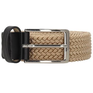 Stretchgürtel|Bandgürtel 35mm in Taupe|Beige mit Dornschließe und Lederspitze - leder-accessoires.com