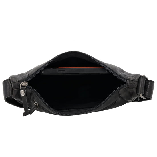 Schwarze Leder Bodybag 29x18 cm – Elegante Gürteltasche - leder-accessoires.com
