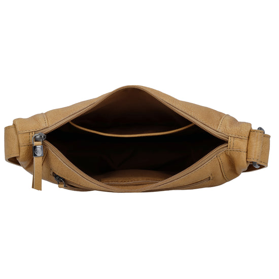 Beige Leder Bodybag 29x18 cm – Trendige Gürteltasche - leder-accessoires.com