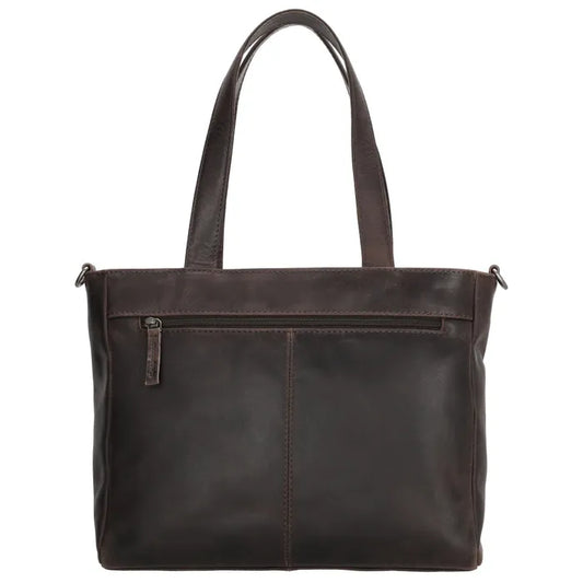 Shopper 34x34cm in Braun aus Leder mit Reißverschluss und Tauschriemen