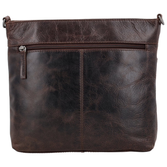 Schultertasche 26x25cm in Braun aus Leder mit Reißverschluss und Wechselriemen