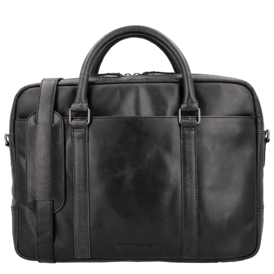 Businesstasche 38x29cm in Schwarz aus Leder mit Reißverschluss - leder-accessoires.com