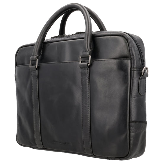 Businesstasche 38x29cm in Schwarz aus Leder mit Reißverschluss - leder-accessoires.com