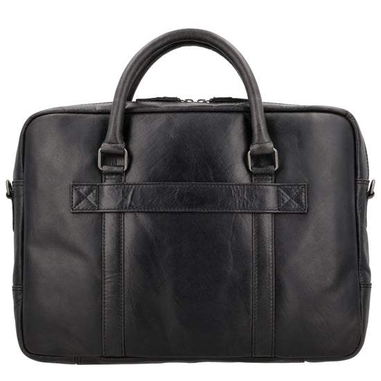 Businesstasche 38x29cm in Schwarz aus Leder mit Reißverschluss - leder-accessoires.com