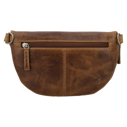 Bodybag 24x13cm in Cognac mit Reißverschluss und Wechselriemen
