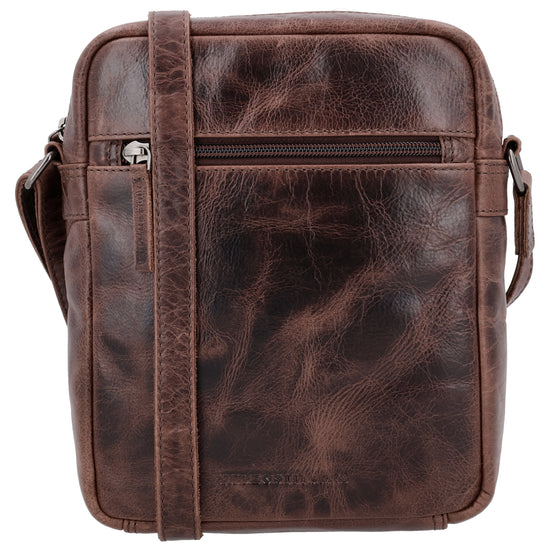 Schultertasche|Cross over 23,5x19cm in Braun aus Leder mit Reißverschluss - leder-accessoires.com