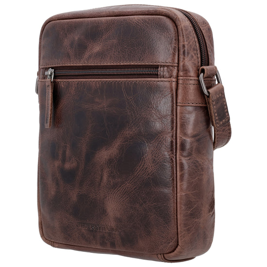Schultertasche|Cross over 23,5x19cm in Braun aus Leder mit Reißverschluss - leder-accessoires.com